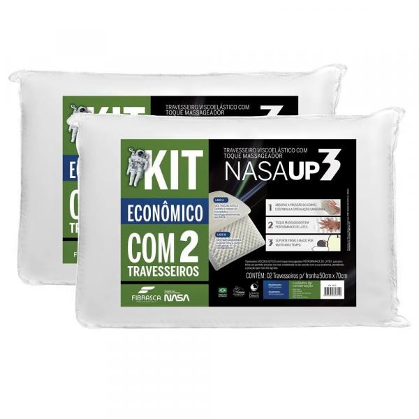 Travesseiro Nasa UP3 Visco Fibrasca 50 X 70 Cm - Branco - Kit C/ 2 Travesseiros