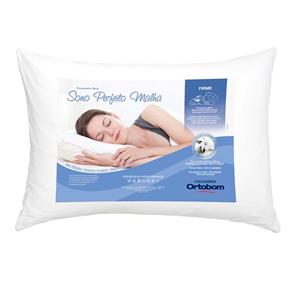 Travesseiro Ortobom Sono Perfeito em Malha com Suporte Firme 50 X 70 X 20 Cm - Branco - 1 Travesseiro