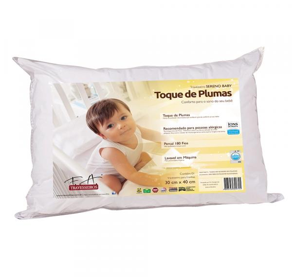 Travesseiro para Bebê Conforto de Plumas Percal 180 Fios Lavável 30x40cm - Fa