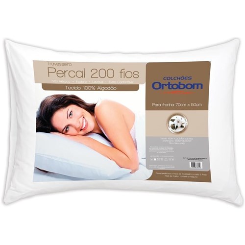 Travesseiro Percal com 200 Fios - Ortobom