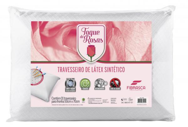 Travesseiro Toque de Rosas Látex Lavável - Fibrasca