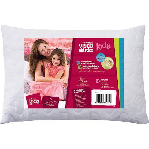 Travesseiro Visco Elástico Kids 50x70cm com Tecnologia Nasa e Detalhes em Jacquard - Fibrasca