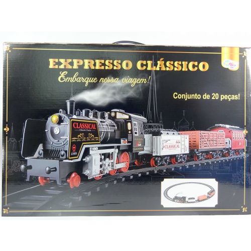 Trem Ferrorama Express Classico 20 Pecas com Som e Luz a Pilha na Caixa Wellkids