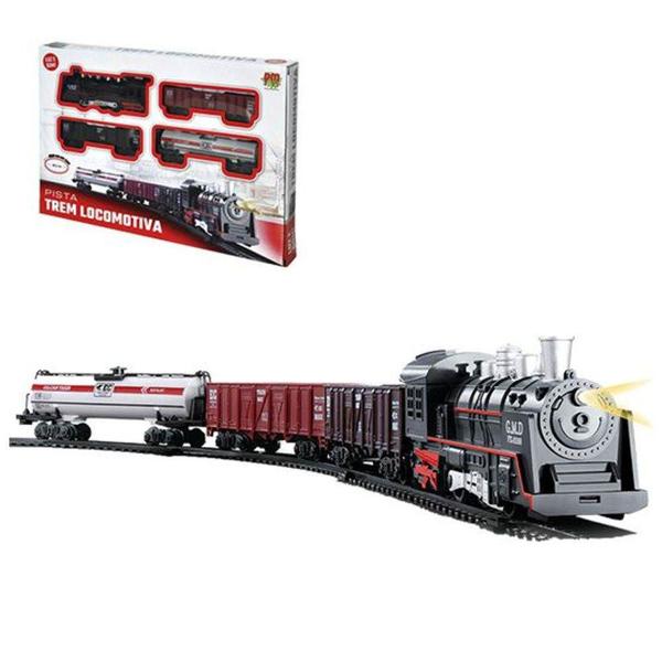 Trem Locomotiva Pista com Luz e Som - DM Toys
