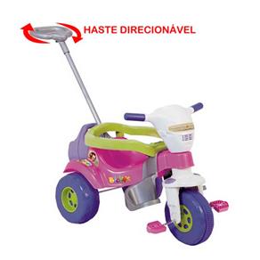Triciclo Bichos Rosa com Som e Haste Direcionável 3513 - Magic Toys