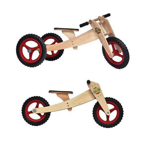 Tudo sobre 'Triciclo / Bicicleta Infantil de Equilíbrio Sem Pedal 3 em 1 Woodbike 1 a 5 Anos Vermelha'