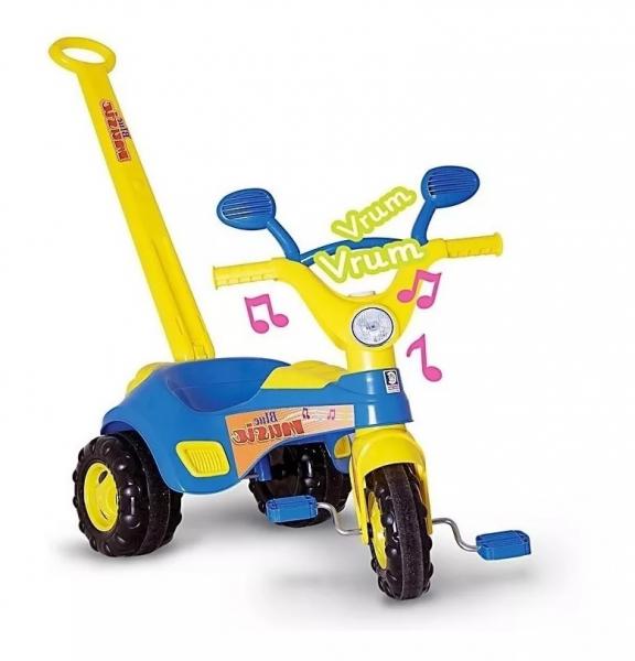 Triciclo Blue Music com Empurrador Som Infantil - Cotiplás - Cotiplas