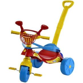 Triciclo de Passeio Infantil Smile Confort Vermelho com Empurrador Biemme