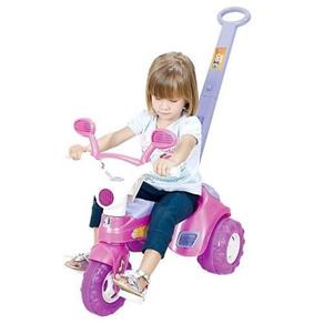 Triciclo Infantil Baby Music Rosa C/ Haste e Som - Cotiplás