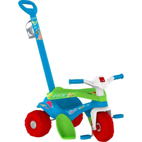 Triciclo Infantil Bandeirante Motoka - 2 em 1 - Pedal e Passeio com Aro - Adventure Verde/Azul