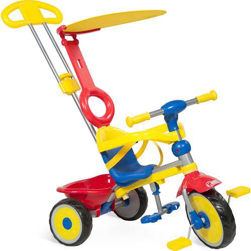 Triciclo Infantil Bandeirante Passeio - Pedal e Passeio com Aro - Vermelho/amarelo