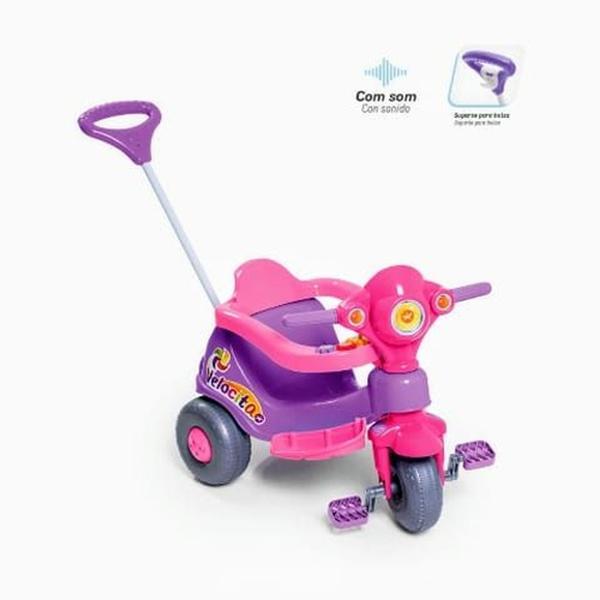 Triciclo Infantil Calesita com Empurrador Velocita - Haste Removível Buzina Porta Objetos