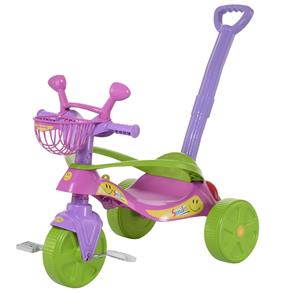 Triciclo Infantil com Empurrador Smile Confort Rosa/Verde 437 - Biemme