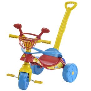 Triciclo Infantil com Empurrador Smile Confort Vermelho/Azul 447 - Biemme