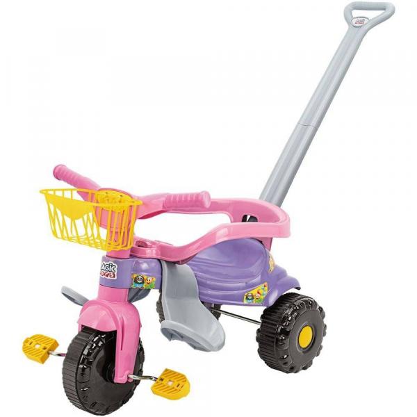 Tudo sobre 'Triciclo Infantil Motoca Tico Tico Festa Rosa com Aro Protetor, Haste e Cestinha - Magic Toys'