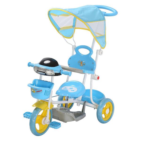 Triciclo Infantil Passeio Haste 2 em 1 Azul Claro Importway