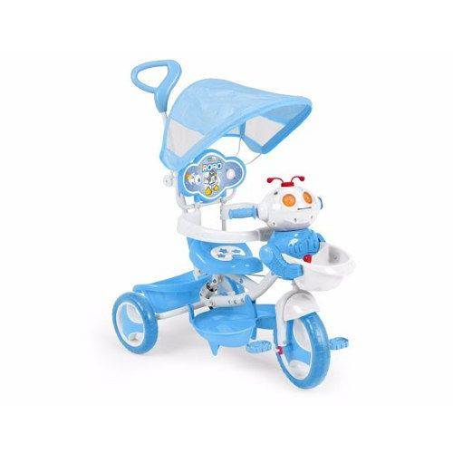 Triciclo Infantil Robô Homeplay Azul Capota Som e Luzes