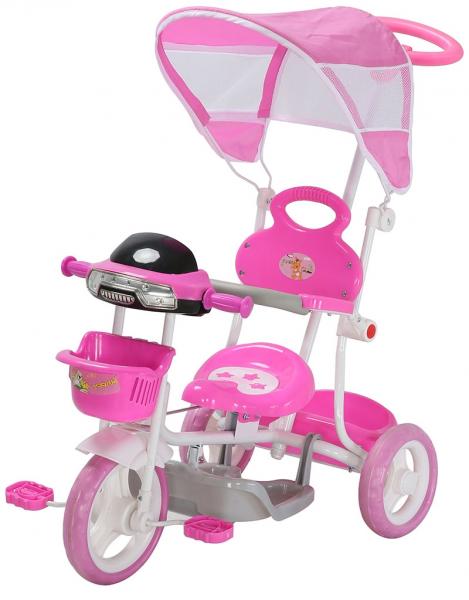 Tudo sobre 'Triciclo Infantil Rosa com Som e Capota Empurrador Importway'