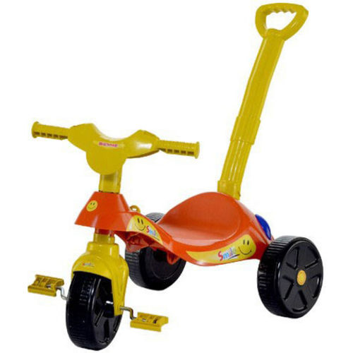Triciclo Infantil Smile Laranja com Empurrador Biemme