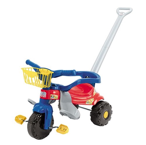 Triciclo Infantil Tico Tico Festa Azul com Empurrador Magic Toys