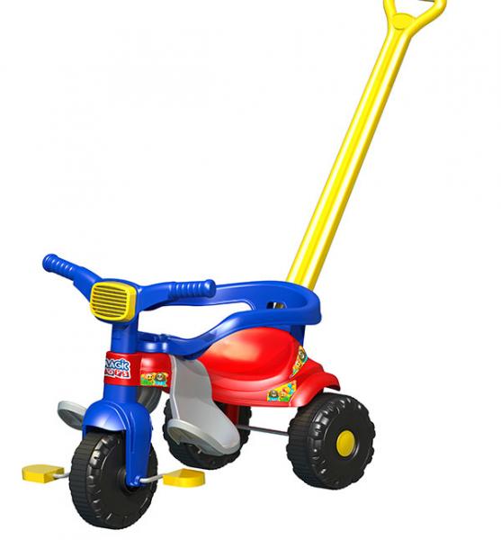 Triciclo Infantil Tico Tico Festa Azul com Empurrador Magic Toys