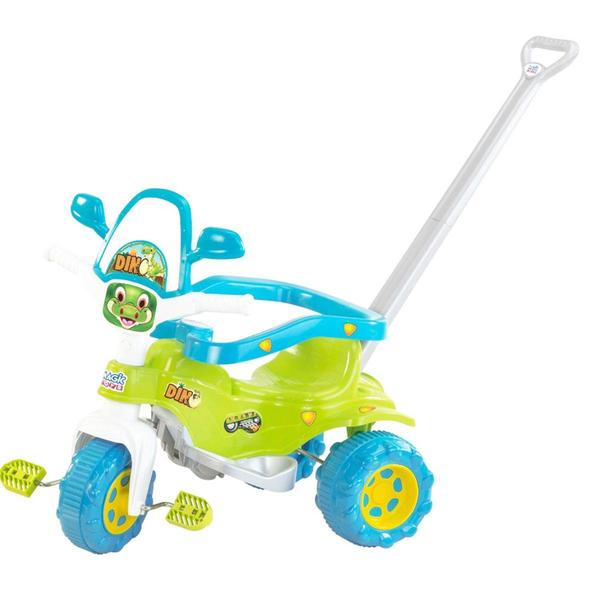 Triciclo Infantil Tico Tico Motoca Dino Verde com Haste Removível Acessórios e Adesivo - Magic Toys