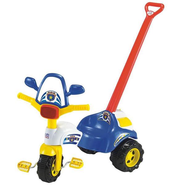 Triciclo Infantil Tico Tico Polícia 2703 Magic Toys com Haste
