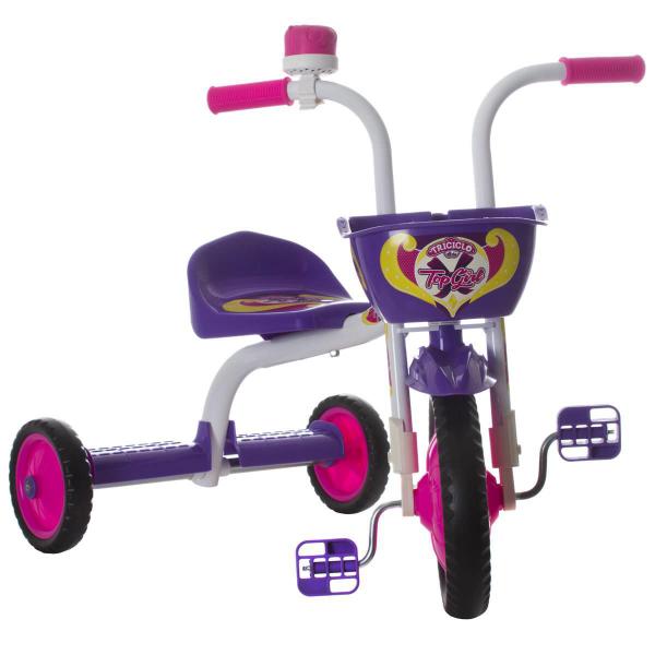 Triciclo Infantil Top Girl Branco e Roxo Pro Tork Ultra - Ultra Bikes