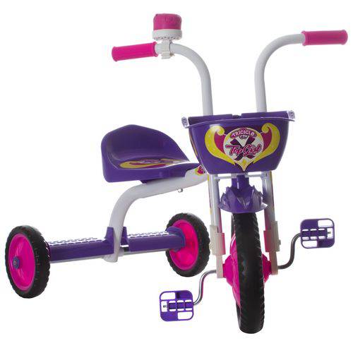 Triciclo Infantil Top Girl Branco e Roxo Pro Tork Ultra