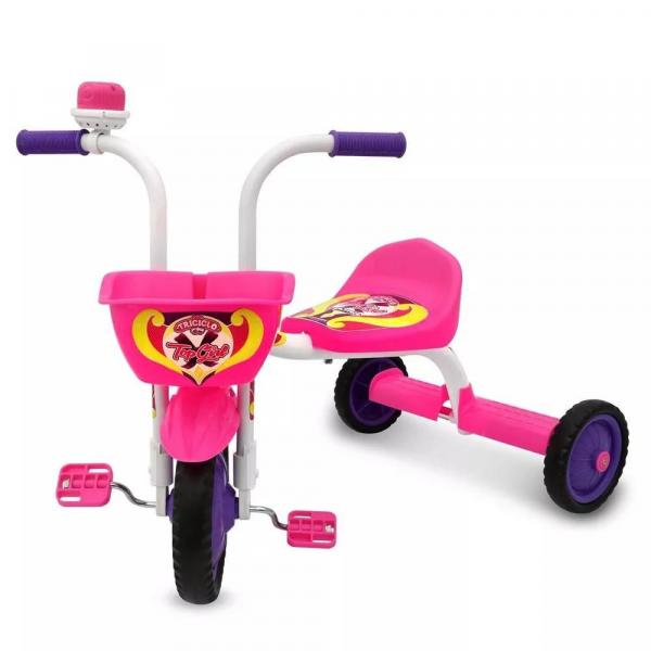 Triciclo Infantil Ultra Top Girl Branco e Rosa - Pro Tork