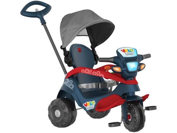 Triciclo Infantil Velobaby 337 com Empurrador e - Capota Bandeirante