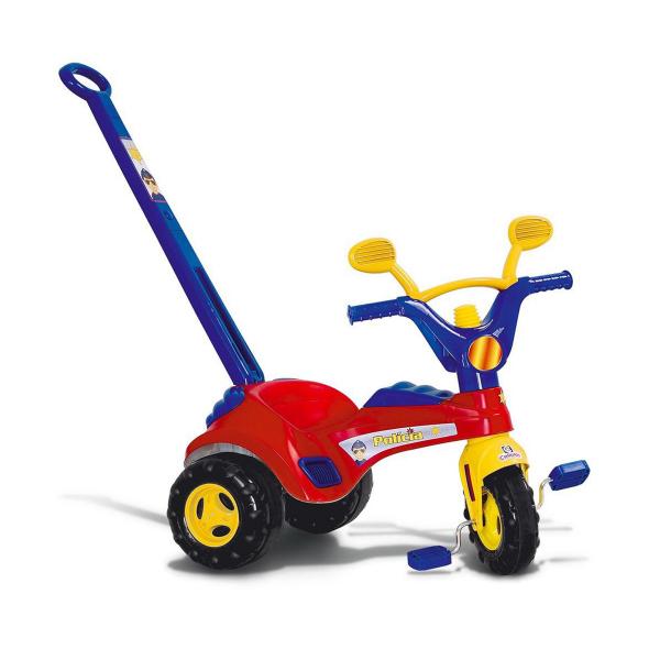 Triciclo Infantil Velotrol com Haste e Pedal Policial Cotiplás