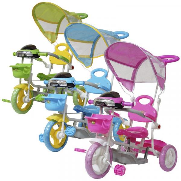 Triciclo Motoca Bicicleta 3 Rodas Infantil Passeio com Empurrador Pedal Luz Som Capota - Importway