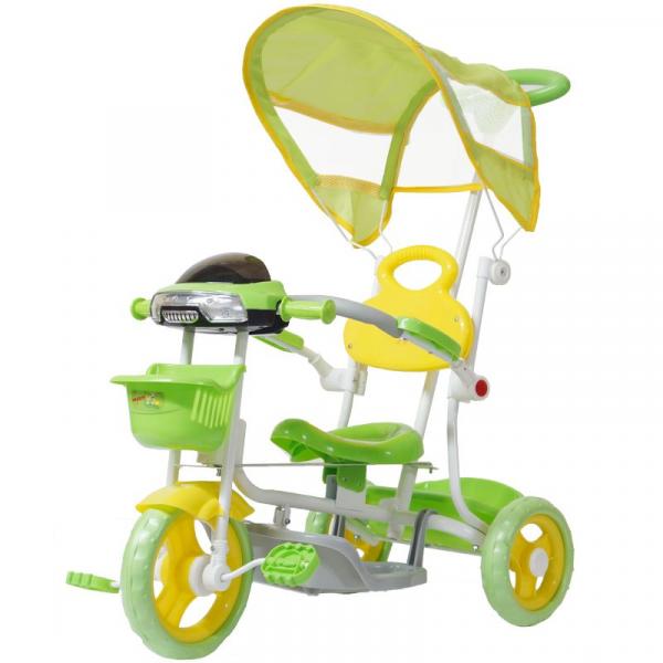 Triciclo Motoca Bicicleta 3 Rodas Infantil Passeio com Empurrador Pedal Luz Som Capota Verde - Importway