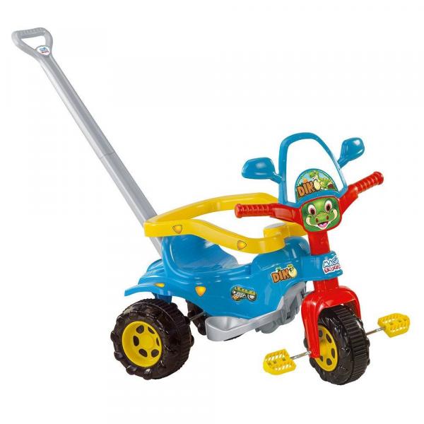 Triciclo Tico Tico com Som Personagem Dino Cor Azul + Super Brinde - Magic Toys