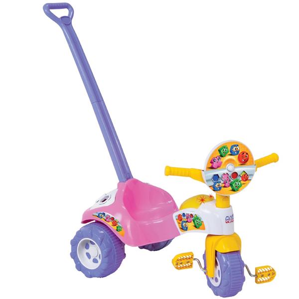 Triciclo Tico-Tico Formas Rosa com Som e Haste 2706 - Magic Toys - Magic Toys