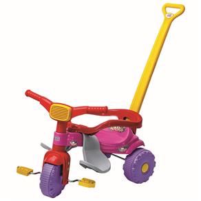 Triciclo Tico Tico Magic Toys Mônica com Aro para Proteção - Rosa/Vermelho/Lilás/Amarelo