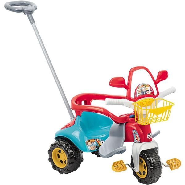 Triciclo Tico-Tico Zoom Max Azul com Aro Protetor e Haste - Magic Toys