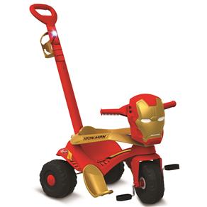 Triciclo Velocípede Bandeirante Homem de Ferro com Empurrador - Vermelho