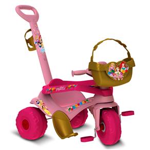 Triciclo Velocípede Bandeirante Princesas Disney com Empurrador - Rosa