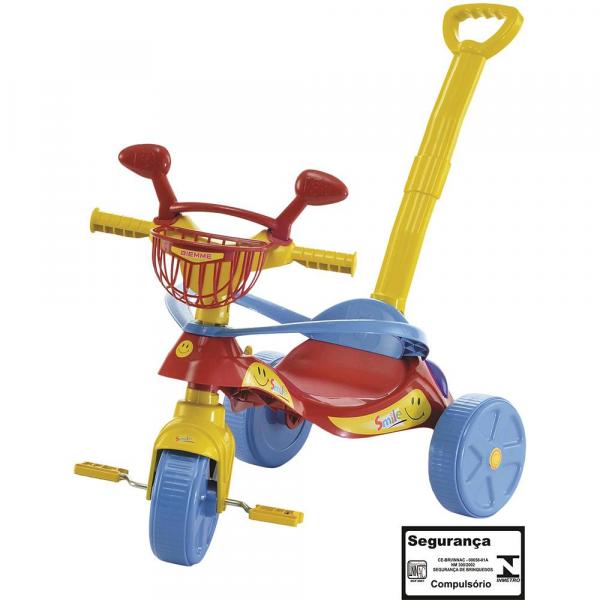 Triciclo Vermelho Smile Confort com Empurrador Biemme Brinquedos