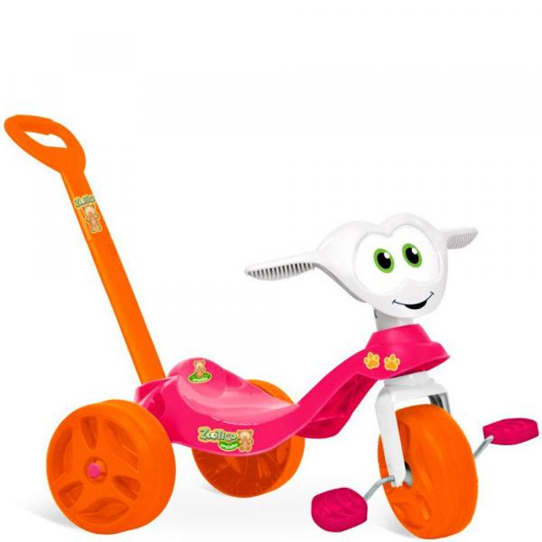Triciclo Zootico Passeio e Pedal Rosa 785 - Bandeirante - Brinquedos Bandeirante