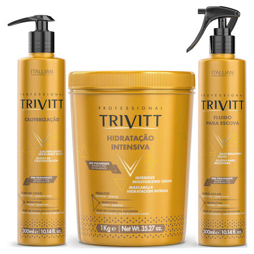 Tudo sobre 'Trivitt - Kit Cauterização 300ml, Hidratação Intensiva 1Kg, Fluido para Escova 300ml'
