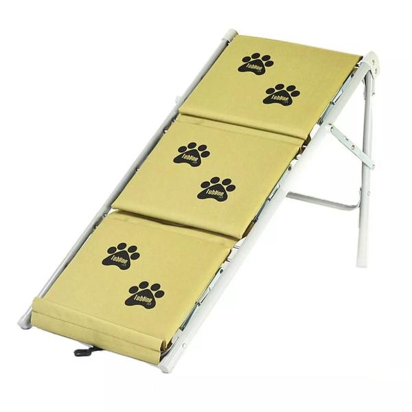 Tubline Escada para Cães Cachorro Dobravel Rampa Pet Cor Bege