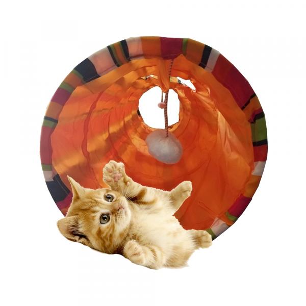 Tunel para Gato Dobravel Brinquedo Interativo Cat 1,25m - Re