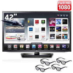 Tudo sobre 'TV 42" Cinema 3D LED LG 42LM6200 Full HD com Smart TV, Conversor Digital, Entradas HDMI e USB e 4 Óculos 3D'