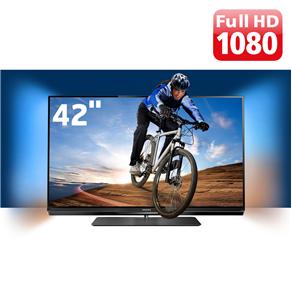 TV 42" LED 3D Philips Série 7000 42PFL7007G/78 Full HD com Ambilight Spectra 2, Smart TV, Conversor Digital, Wi-Fi, Entradas HDMI e USB e 4 Óculos 3D