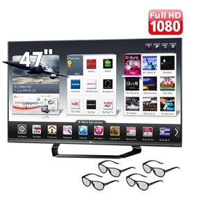 TV 47" Cinema 3D LED LG 47LM6400 Full HD com Smart TV, Conversor Digital, Entradas HDMI e USB, Wi-Fi, Conversor 2D – 3D e 4 Óculos 3D