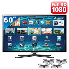 TV 60" Slim LED 3D Samsung Série 6 ES6500 UN60ES6500GXZD Full HD com Smart TV, Conversor Digital, Wireless LAN e 4 Óculos 3D