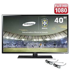 TV 3D Slim LED 40" Full HD Samsung 40F6100 com Função Futebol, 240Hz Clear Motion Rate 240, ConnectShare Movie e Conversor Digital